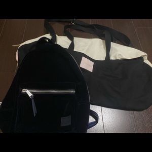 Herschel navy blue velvet backpack